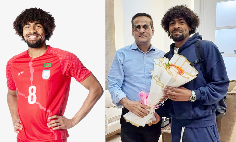 দুই ম্যাচ খেলতে ঢাকায় এলেন হামজা দেওয়ান চৌধুরী