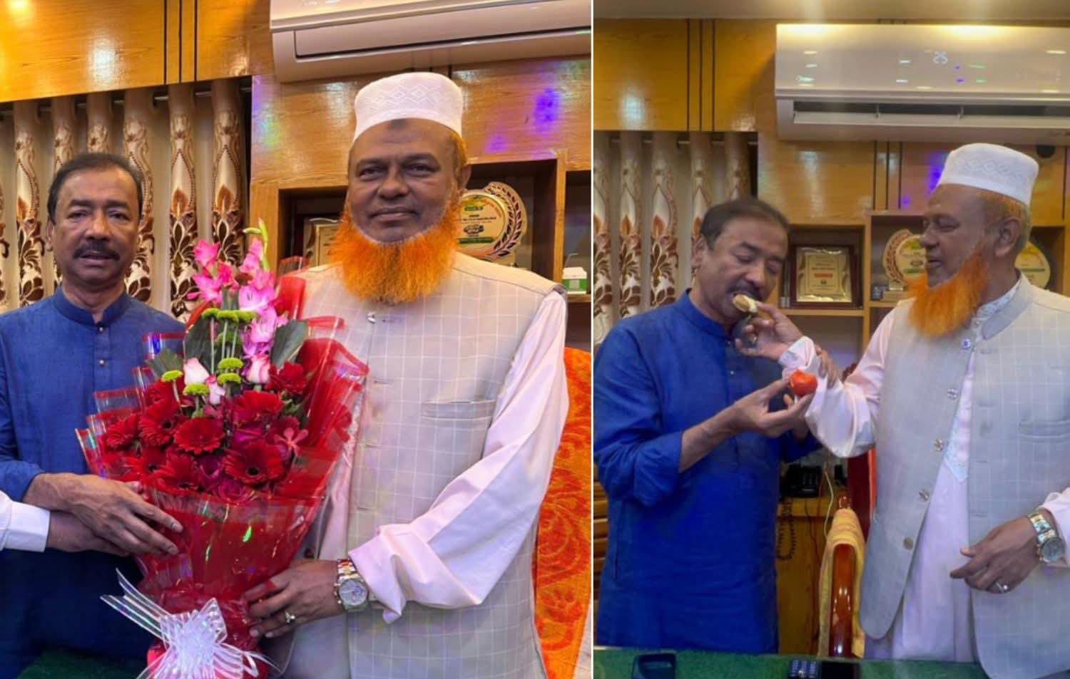 পরাজিত প্রার্থীর অফিসে ফুল-মিষ্টি নিয়ে গেলেন  নির্বাচিত সংসদ সদস্য