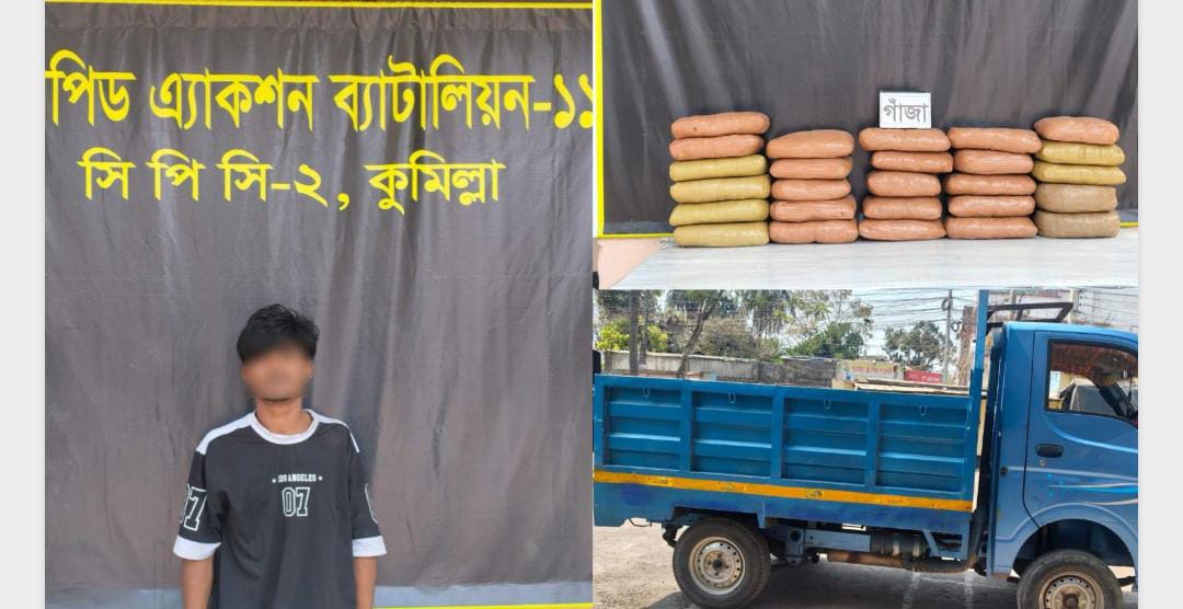 কুমিল্লার বুড়িচংয়ে ৫৩ কেজি গাঁজাসহ মাদক ব্যবসায়ী গ্রেফতার