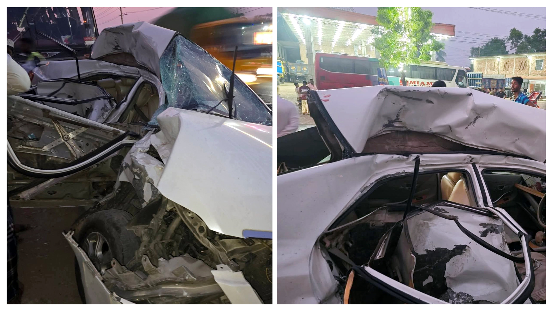 বাস-প্রাইভেট কার সংঘর্ষে একই পরিবারের তিনজন সহ নিহত ৪, আহত ১