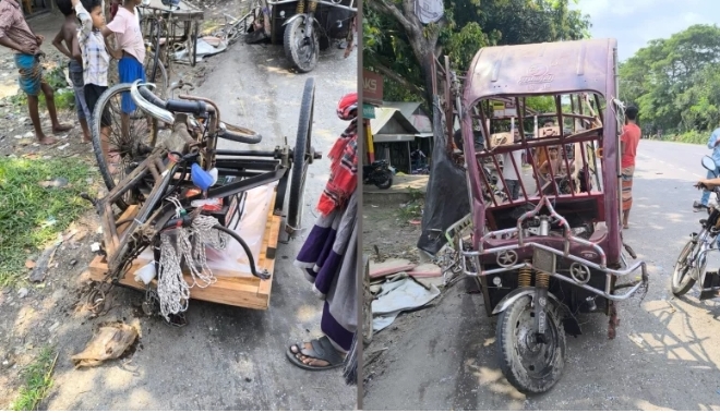 গোপালগঞ্জে বাসের চাপায় ভ্যানচালক নিহত, আহত ৬
